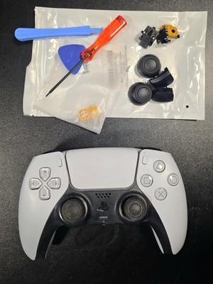 PlayStation 5 DualShock Controller White *STICK DRIFT* For Parts or Repair + KIT