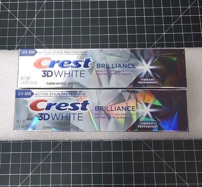 2X Crest 3D White Toothpaste Brilliance Vibrant Peppermint 2.4oz (2 tubes total)