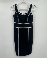 David Meister Womens Dress 2 Sheath Linen Blend Black Lined Preppy Sleeveless