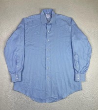 Brooks Brothers Dress Shirt Mens 16 32/33 Blue Stripe Regular Fit Made USA