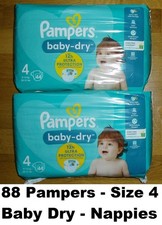 88 x Pampers - Baby Dry - Nappies - Size 4 - Weight 9-14 kg - 21-30 Ibs - NEW
