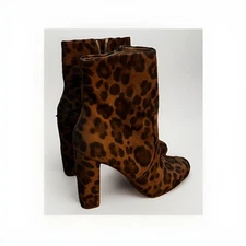 Steve Madden Boots Womens Sz 7.5 Editor Leopard Print Side Zip Ankle Booties