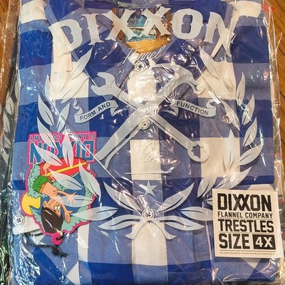 Dixxon Trestles Blue White Plaid Flannel Button-Up Men s 4X Big & Tall