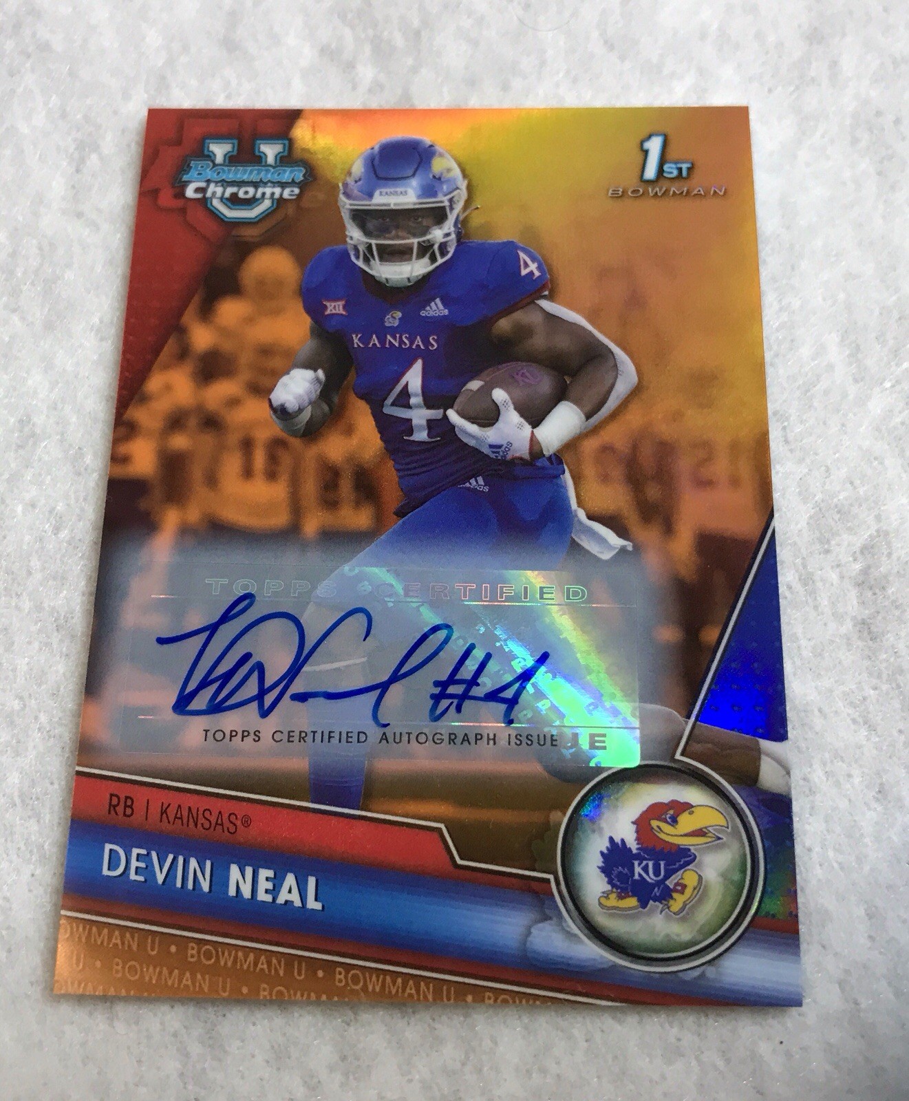 Devin Neal 💥 2023 Bowman U Chrome 1st First Auto 1/25 True Orange Kansas