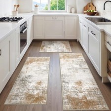 Kitchen Rugs Sets of 3 Non Slip Washable Kitchen Mats for Floor, Waterproof A...
