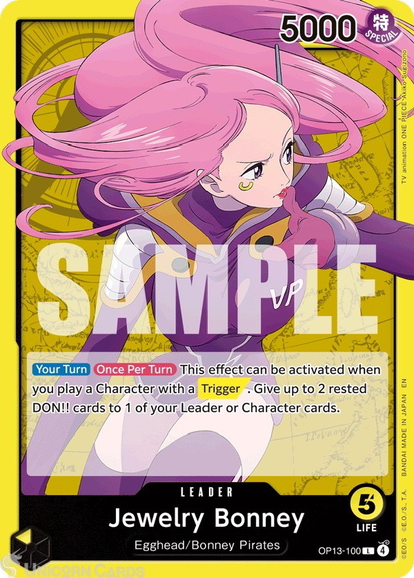 OP13-100 Jewelry Bonney : Leader English One Piece TCG Card : OP13: Carrying on