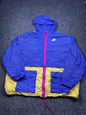 Nike Jacket Womens 3X Blue Yellow Purple Hooded Windbreaker Full