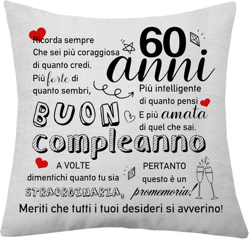 Regali per Il 60° Compleanno Copricuscino Significativo per Il Compleanno Di Una - Foto 10 di 12