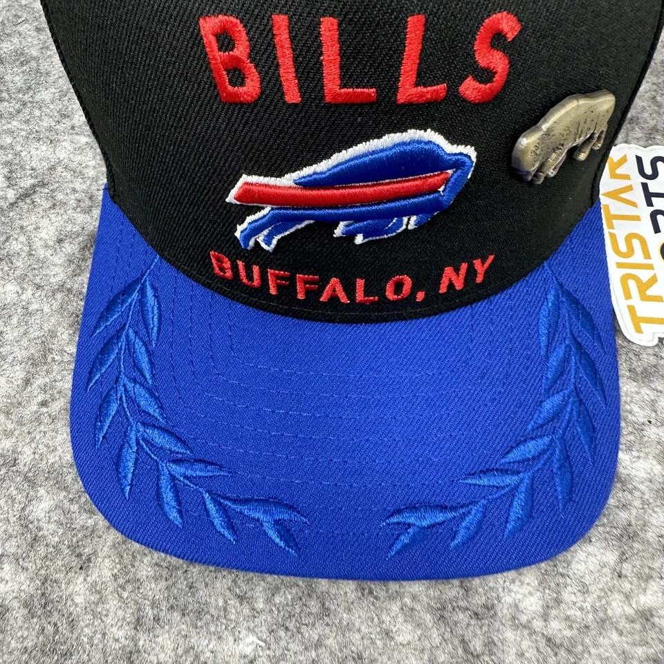 Buffalo Bills Hat Cap Fitted Mens 7 3/8 Black Blue NFL Draft New Era Pin - Image 2 of 4
