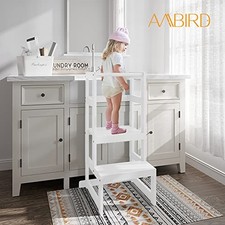 TODDLER STEP STOOL, 3 ADJUSTABLE HEIGHT KITCHEN STEP STOOL FOR 18-48 AMBIRD