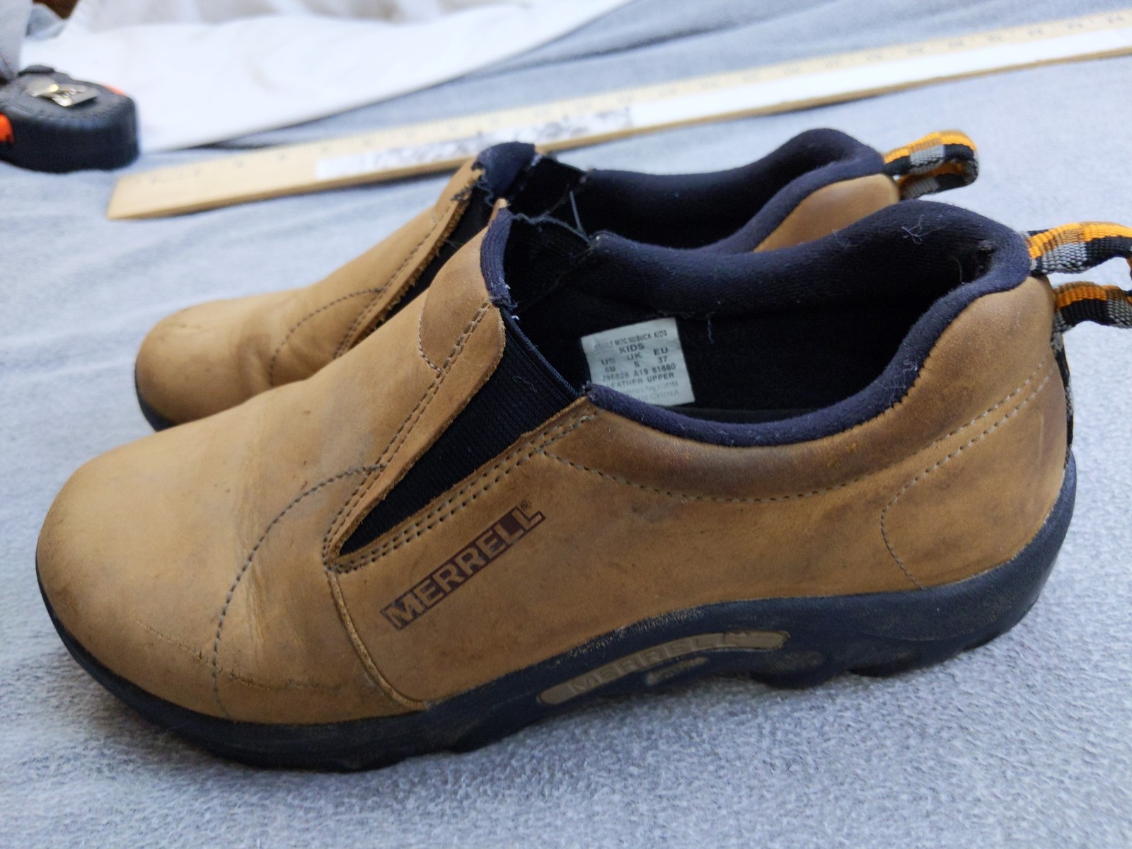 Scarpe Merrell Jungle Moc Nubuck bambini taglia 6M pelle slip on escursionismo all'aperto