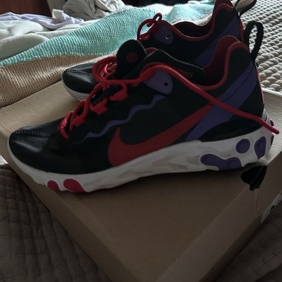 Nike React Element 55 Trainers In Black and Purple #Sneakers No Box Size 8 Used