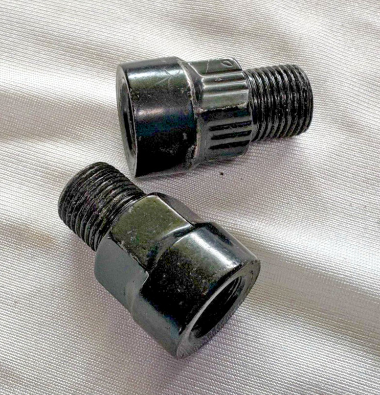 Steel Pedal Extenders 9/16 Crank To 1/2 Pedal Black Set