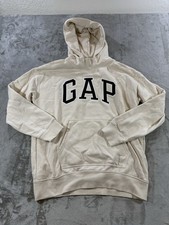 Gap Beige Hoodie Unisex Teen 14-16 Comfy Casual Oversized Embrodiery LOGO