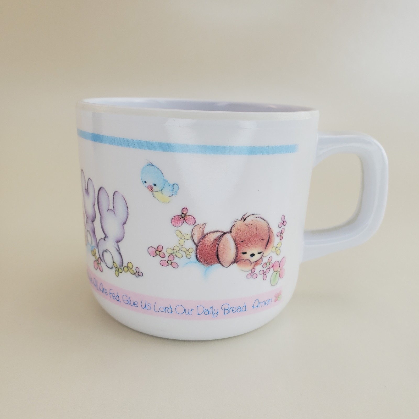 Vintage Precious Moments 1987 Enesco Melamine Toddler Plate Cup & Bowl Set