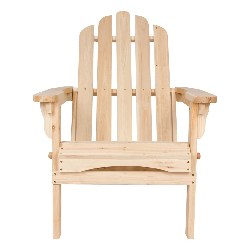 SHINE COMPANY TRADITIONAL CEDAR WOOD FOLDING ADIRONDACK CHAIR IN - BEIGE - Image 3 of 4