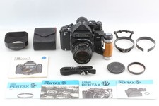 Near MINT w/ Grip Hood Pentax 6x7 67 TTL M-Up SMC T 105mm f/2.4 From JAPAN