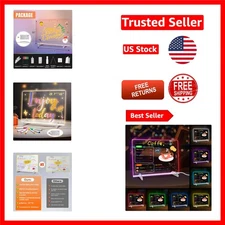 Illuminate Your Art with 13.7"X10" LED Note Board - Includes 7 Markers & Adapter