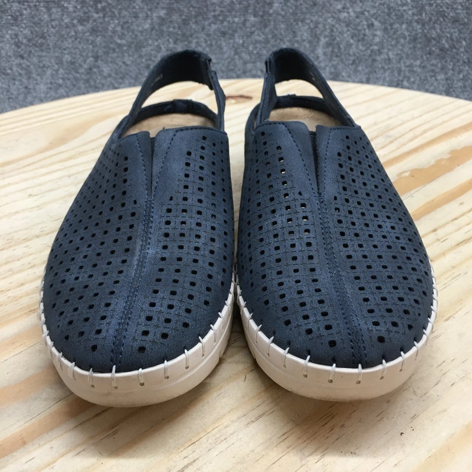 Easy Street Slingback Sandals Womens 7.5M Blue Faux Leather Perforated Sofresh - Image 4 of 4