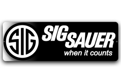 SIG SAUER 6in x 18in Aluminum Sign - Man Cave Gun Room Firearms Wall Art