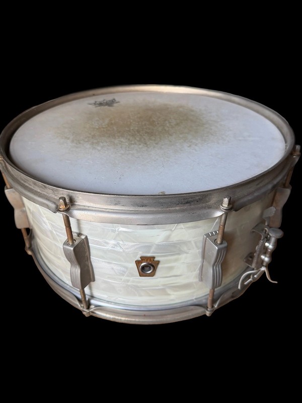 1930’s WFL Ludwig Snare Drum 7x14 White Marine Pearl Vintage Antique Rare