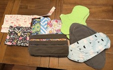12 Reusable Menstrual Pads Heavy Flow, Washable Cloth Sanitary Pads Set Multi