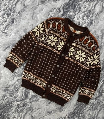 Vintage Dale Of Norway Wool Knit Cardigan Sweater 90s Men Size M