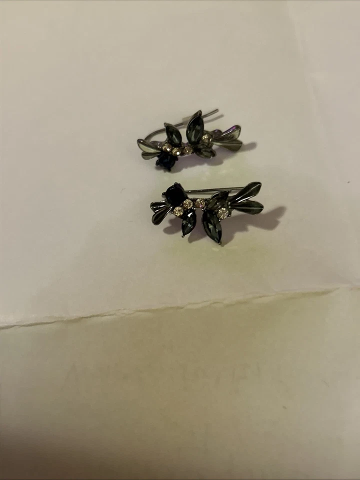 Pendientes colgantes Vera Wang Chic azul bronce/cristal transparente. 1"" Foto 2 de 4