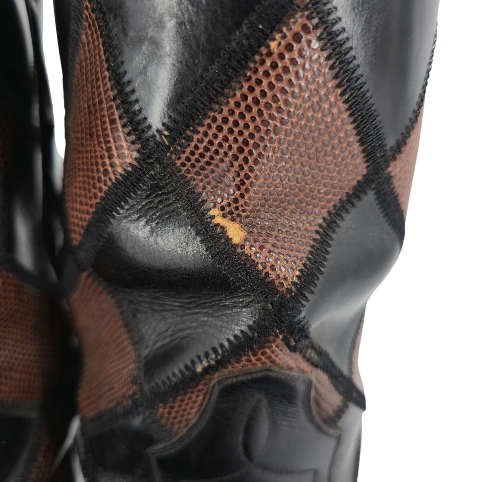 Dan Post Exotic Lizard Diamond Patchwork Mens 10.… - image 5