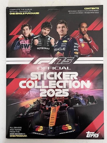 F1 FORMULA 1 OFFICIAL UK TOPPS STICKER ALBUM 2025 COLLECTION WITH ALL STICKERS