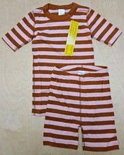 NWT HANNA ANDERSSON FROSTING PINK DOGWOOD STRIPED SHORT JOHN PAJAMAS 140 10 49