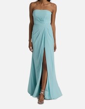Vera Wang Bride Women's Blue Fleuri Pleated Strapless Gown Dress Size 8