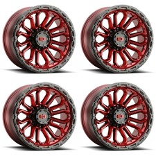 Set 4 17 Vision 405 Korupt Gloss Red Wgloss Black Lip 17x9 Wheels 8x6.5 8x165