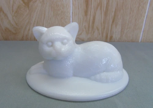 Vintage Westmoreland White Milk Glass Cat On A Nest LID ONLY