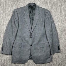 Jos A Bank 43R Gray Glen Plaid Sport Coat Silk Wool Blazer Signature Collection