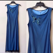 Vintage Rampage Mesh Lace Overlay Maxi Dress Women XS Whimsigoth Fairy 90s Y2K