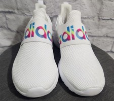 NWT Adidas Lite Racer Adapt Womens Sneakers Slip-On Rainbow Logo White Size 5