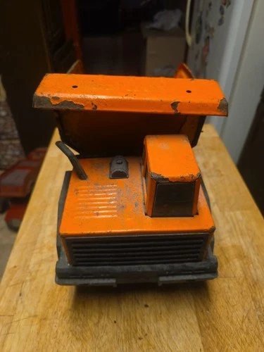 Tonka 70s XMB975 Dump Truck  Orange Pressed Steel Toy BIG And Long  16x9 L