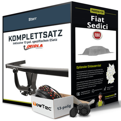 Für FIAT Sedici Typ 189 Anhängerkupplung starr +eSatz 13pol 06.2006-10.2014 Kit
