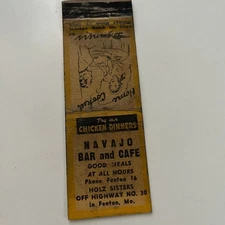 Navajo Bar & Cafe Good Meals All Hours Fenton MO Vintage Matchbook Cover SMB13-4