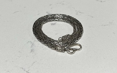 925 Artisan Crafted Sterling 18  Borobudor Indonesian Necklace VTG