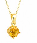 LAB CREATED 1.03 Cts YELLOW TOPAZ PENDANT NECKLACE 14K YELLOW GOLD PLATED (.925) — photo 4