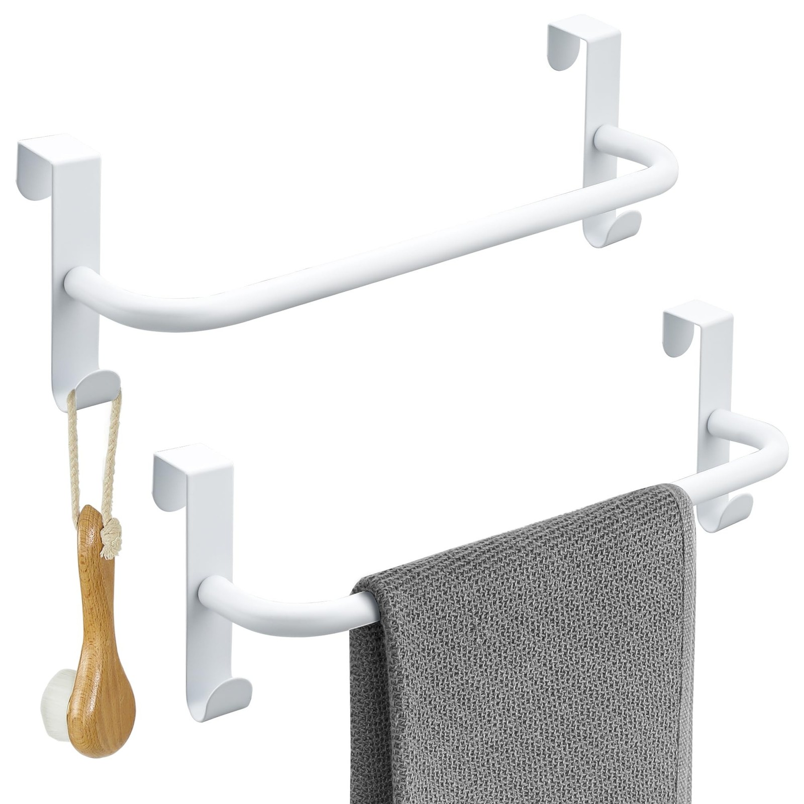 Bar White, 10 Inch Kitchen Towel Holder With 2 Hook...