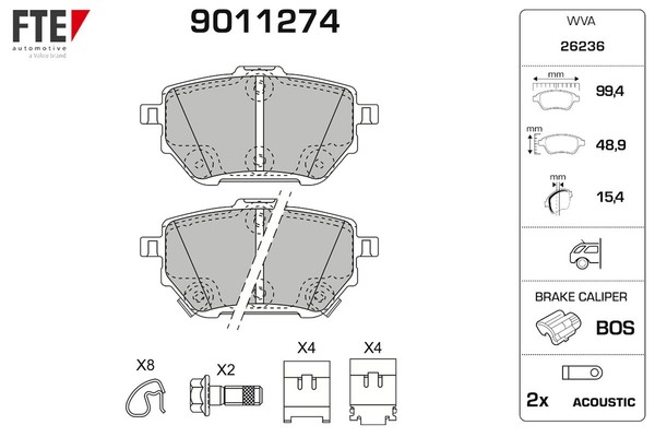 FTE Bremsbelagsatz Scheibenbremse 9011274 FüR Toyota Corolla Vvti ZRE210-image