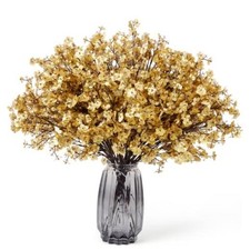 12Pcs Baby's Breath Artificial Flowers for Wedding Home 19.3 Inch Silk Gold