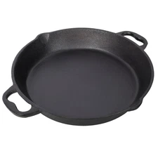 Multi Use Pre Seasoned Cast Iron Pan 17" Dual Helper Handles Oven Safe