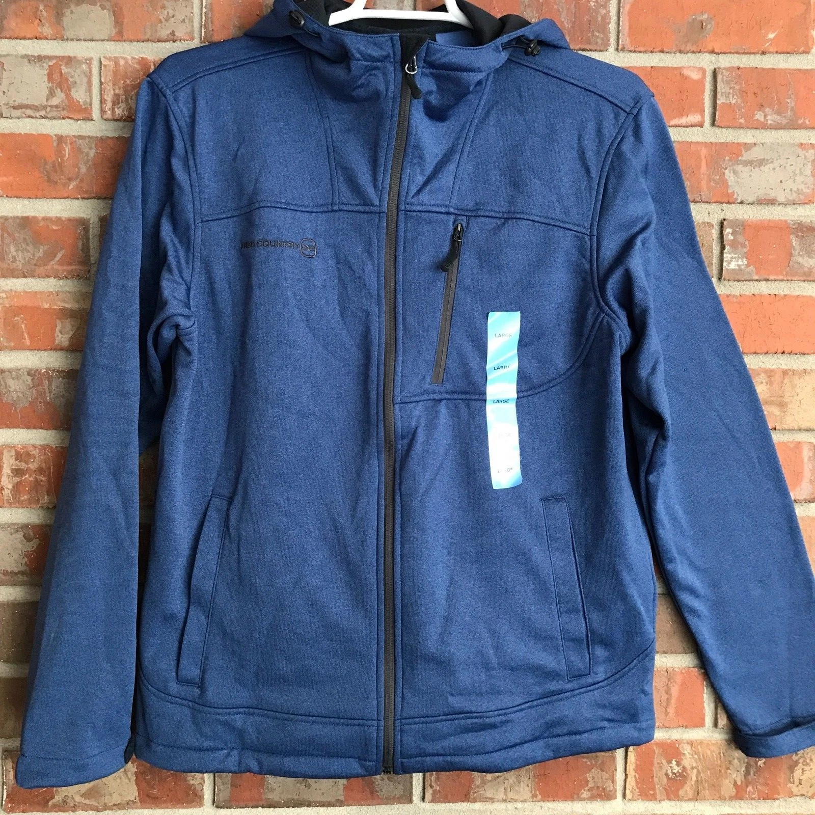Free Country Tech Fleece Jacket Coat Marled Blue Men's L, XL