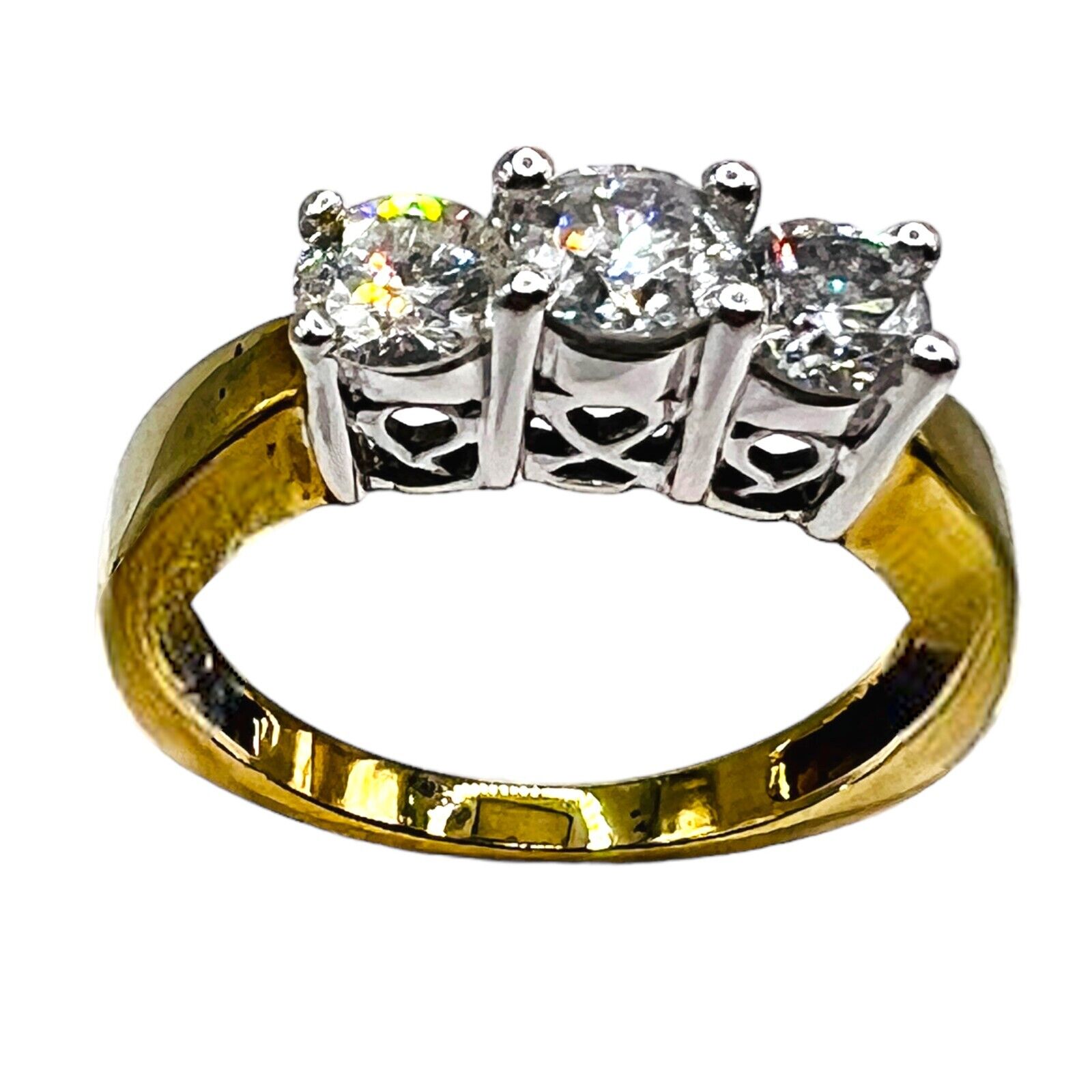 .90Ct Natural 3 Diamond Band Ring Real 14k Kt Whi… - image 4
