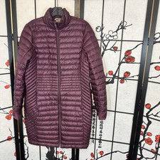 Duluth Trading Co Lightweight Packable Down Coat Jacket S Wine Pertex Quantum