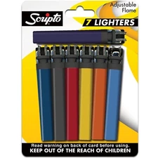 Scripto Lighter Views Lighters View Spark Adjustable Flame 7 Pack Disposable New